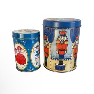 Vintage Christmas Tin Lot Of 2 “12 Days Of” And Nutcracker